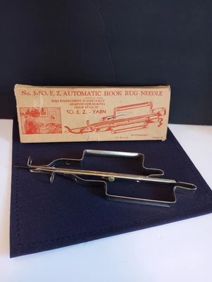 Vintage Automatic Hook Rug Needle Directions On The Box No. 3-SO, E Z, Wonderart - Image 1 of 3