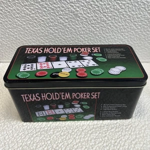 Poker Blackjack Texas Hold em komplettes Casino Spiel Set Kartenchips Matte - Bild 1 von 5