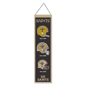 New Orleans Saints Evolution 8x32 Inch Vertical Wool Embroidered Hanging Banner - Picture 1 of 4