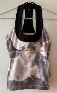 Lululemon Size 6 Retro Scoop Neck Tank Top. Black White Coal Tinted Canvas Super - Picture 1 of 9