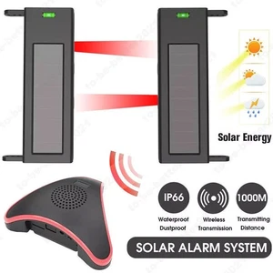 Solar Power Wireless Outdoor Zaun Perimeter Detection Detector Alarm IR Sensor - Bild 1 von 11