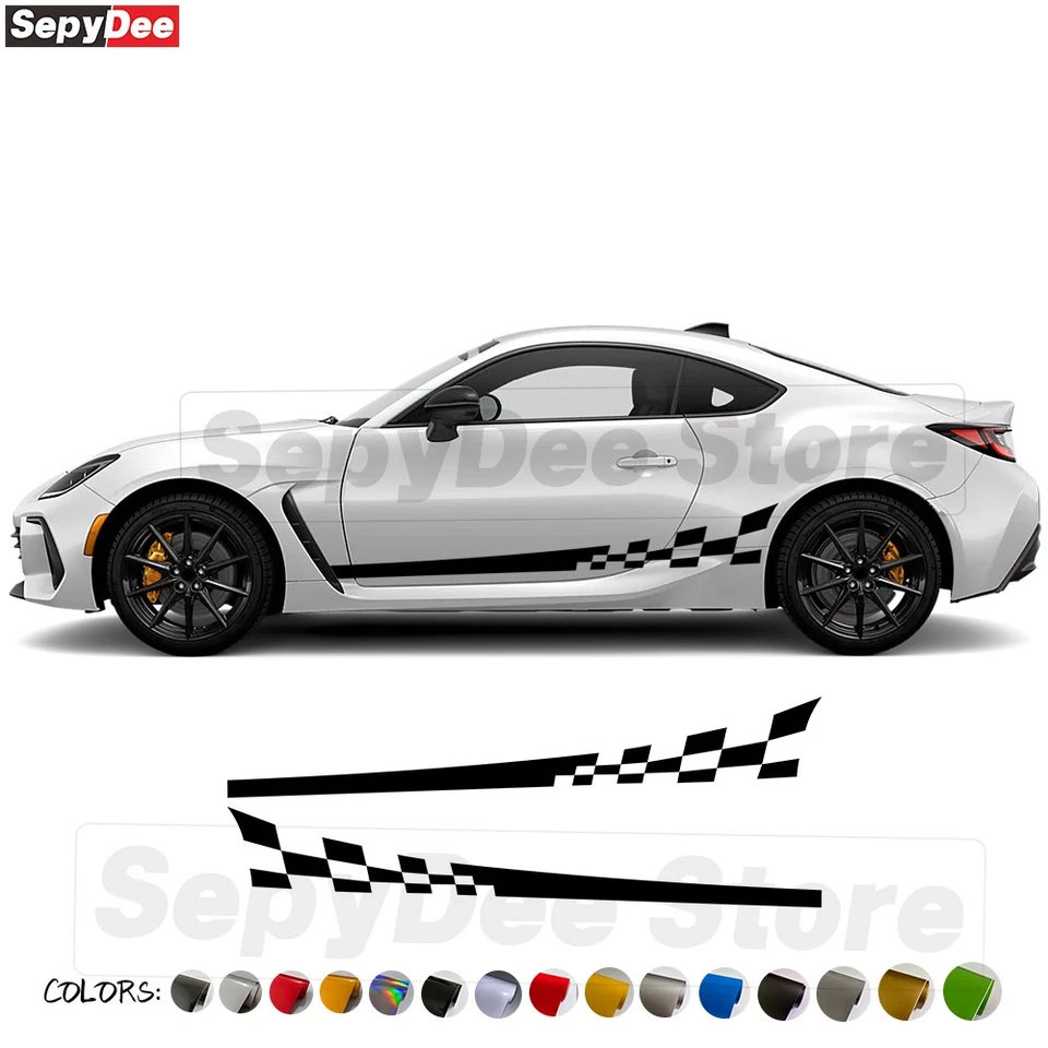 Calcomanía de vinilo con gráficos a cuadros SUBARU BRZ Coupe TS para rayas laterales de auto Foto 1 de 4