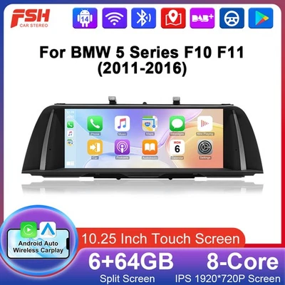 Für BMW 5er F10 F11 2011-2016 CIC NBT 6+64GB 10.25" Autoradio Android WiFi GPS - Bild 1 von 4