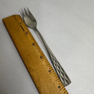 WMF Cromargen Germany Cocktail Fork MCM Hammered Finish Stainless Steel 6 Inch - Image 1 of 4