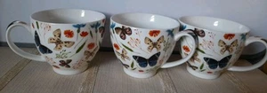 Set Of 3 Butterfly Floral Mugs Oversize Cup Style 9cm Tall 11cm Wide Free Post - Picture 1 of 10