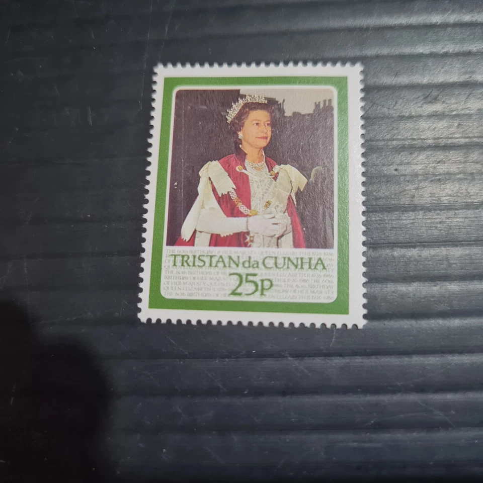 TRISTAN DA CUNHA 1986 SG 408A СЕРЕБРО И ЛОГОТИП ОПУЩЕН 60-Й ДЕНЬ РОЖДЕНИЯ КОРОЛЕВЫ MNH - Изображение 1 из 1