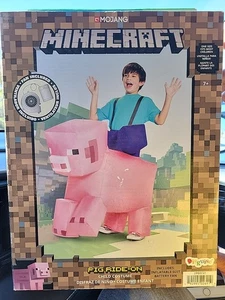 Verkleidung Kinder Minecraft Schwein Ride On Aufblasbares Kostüm Einheitsgröße Rosa - Bild 1 von 2
