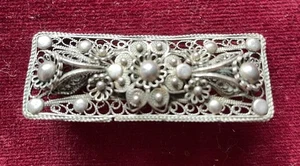 Alte Brosche Stabbrosche 5x2cm Silber?? filigran Trachten - Bild 1 von 2