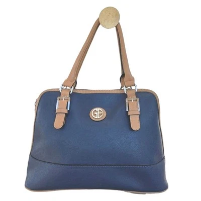 Giani Bernini Saffiano Blue & Tan Dome Satchel Vegan Leather  - Image 1 of 4