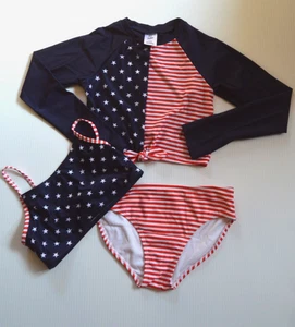 Lot of 3 Swimwear Preloved Art Class Girls Sz Large 10/12 Stars & Stripes - Picture 1 of 2