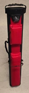 Leatherette Polyform Red/Black 2x4 Hard Pool Cue Case - With Kick Stand - Picture 1 of 4
