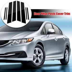 Black Window Pillar Post Molding Cover Trim 8pcs For Honda Civic Sedan 2012-15 - Imagen 1 de 9