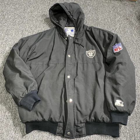 Vintage Starter Raiders NFL Officially Licensed Hooded Puffer Jacket Men's XL Cover