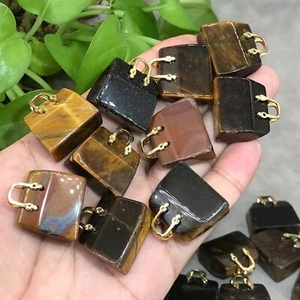 10 piezas Bolsa Ojo de Tigre Natural Cristal Cuarzo Calavera Tallada Reiki Gema Curativa 1" - Imagen 1 de 12