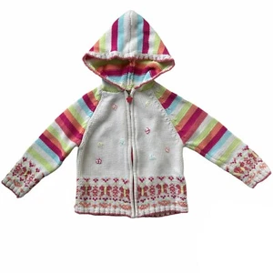 Maggie And Zoe Sweater Girls size Large Rainbow Hooded Cotton Zip Raglan - Picture 1 of 7