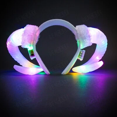 Diadema de cuerno con luz LED intermitente cosplay animales ovejas RAM brillante cuernos de hadas Foto 1 de 4