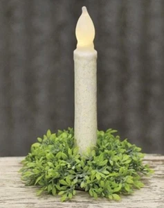Farmhouse Green Leaves Taper Candle Ring 4” - Picture 1 of 3