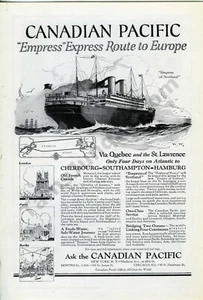 Canadian Pacific Cruises Empress Express 1922 anuncio impreso más de 100 años (3480) - Imagen 1 de 1