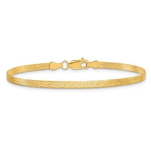 10K Solid Gold Herringbone Anklet Bracelet 2.5mm 10K Real Gold 9 inches - SK020 - Picture 1 of 8