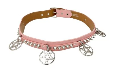 Pentagram UK77 Conehead Bondage Belt  Studded Punk Goth 70's Thrash Metal PINK - Image 1 of 4