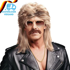 WEARXI Vokuhila Perücke Herren Männer Blond Wig, 80Er Jahre Outfit Herren, 90Er - Bild 1 von 12