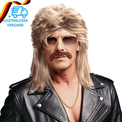 WEARXI Vokuhila Perücke Herren Männer Blond Wig, 80Er Jahre Outfit Herren, 90Er