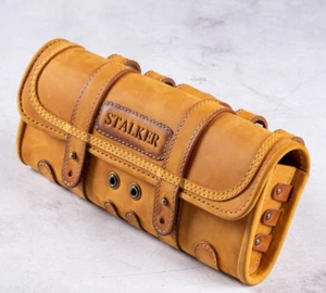 Leather Cable Organizer Travel Tech Organizer Charger Mens Gifts - Afbeelding 1 van 11