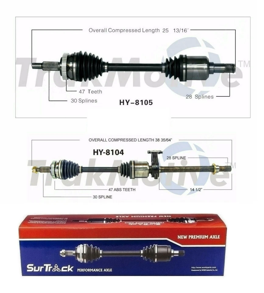 Par de ejes de articulación CV delanteros SurTrack Set para Hyundai Azera Sonata tracción delantera V6 Foto 1 de 1
