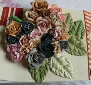 CHARME ROSA - ALMANAQUE - Paquete de 24 Rosas + 6 Hojas Aproximadamente 15-22mm Papel PRIMA PEf - Imagen 1 de 4