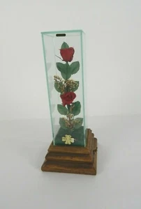 Chesterseal Lifesake Flowers Real Rose Music Box 12 X 3 Glass/Wood Lara's Theme - Picture 1 of 6
