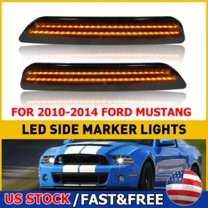 2X LED Front Amber Fender Side Marker Light 27-SMD Smoked For Ford Mustang 10-14 - Picture 1 of 10