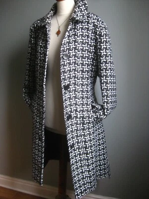 AUTONOMY WOOL TRENCH COAT 20 oversize belt black white relaxed fit long line - Image 1 of 4
