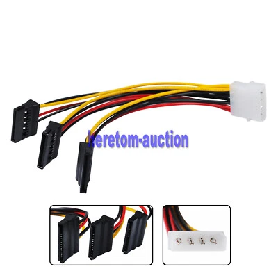 4pin IDE Molex to 3 Serial ATA SATA Power Splitter Extension Cable Connector - Bild 1 von 4