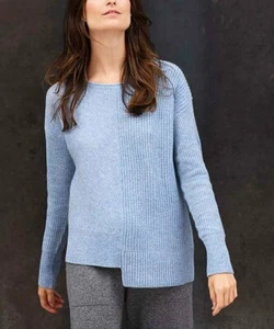 Colour Works by In Cashmere Cashmere Asymmetric Waffle Knit Chambray XL - Picture 1 of 8