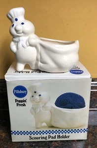 Pillsbury Doughboy Poppin Fresh Scheuerpadhalter & Seifenschale Vintage 1988 Neu - Bild 1 von 6