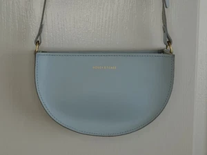 Honey & Toast Half Moon Leather Bag Blue Cresent Crossbody Shoulder Handbag - Picture 1 of 21