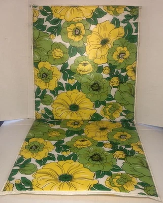 Cojín Silla Asiento Exterior Vinilo Vintage Floral Verde Amarillo Retro Años 60 70 Foto 1 de 4