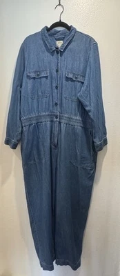 J. Macacão jeans Crew cintura apertada feminino plus size 22 estilo jeans # BF739 - Imagem 1 de 4