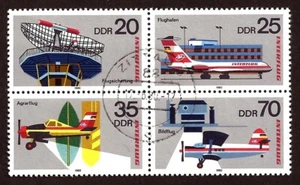 [1414] RDA, 1980 Buen juego con sello original goma y matasellos, Interflug Airlines - Imagen 1 de 1