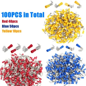 100PCS 22-10AWG Piggyback Insulated Spade Crimp Terminal Connectors - Picture 1 of 11