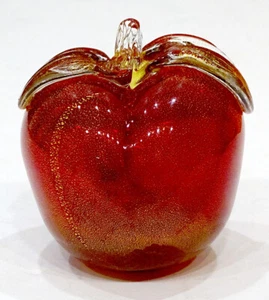 STUNNING! Vintage MURANO Art Glass APPLE Seguso Barbini MCM Fruit Paperweight - Picture 1 of 5