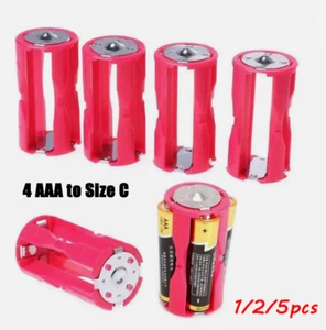 4 AAA a Tamaño C Convertidor de Batería Adaptador Soporte Interruptor Caja Estuche Celda - Imagen 1 de 7