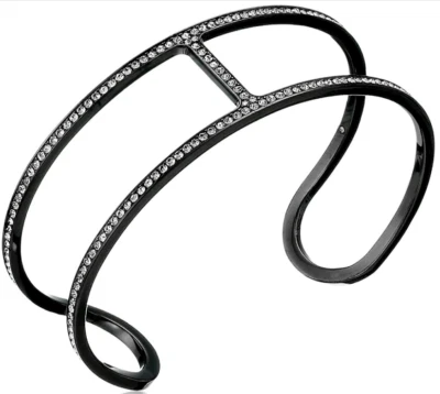 MICHAEL KORS Black Tone Brilliance Cuff Bracelet Crystals Pave MKJ4800796 - Image 1 of 3