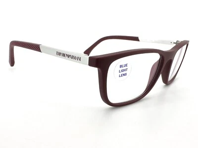 NOS Emporio Armani EA3069 MARCOS Anteojos 5595 Borgoña 53[]17-140 Plata I484 Foto 1 de 4