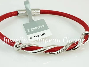 ESPRIT JEWELS  Lederarmband rot 17  cm mit weißen Zirkonia - Bild 1 von 1