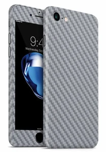 STICKER iPHONE 6 6S (4"7) ARGENT FIBRE CARBONE 3D INTEGRAL AUTOCOLLANT - Photo 1 sur 1