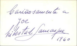 Libertad Lamarque D.2000 Actress Signed 3" x 5" Index Card
