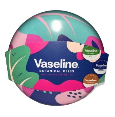 2 x Vaseline Luscious Lips Botanical Bliss Gift Set with 3 Lip Balms in Tin
