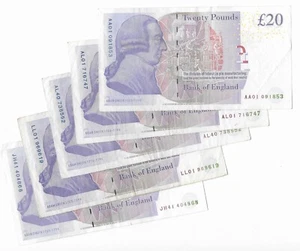 Adam Smith Bailey £20 Banknotes Better Prefixes First Last AA01 / LL01 etc: Menu - Picture 1 of 12
