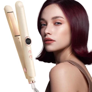 Mini Travel Electric Hair Straightener Curler Brush Straight Quick Iron Hot Comb - Picture 1 of 18